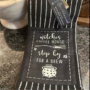 Witches Cauldron Coffee House Tea Towel Stop By For A Brew ☕️🐈‍⬛🌛🎃